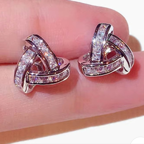 Sterling silver diamond earrings - Picture 6 of 7